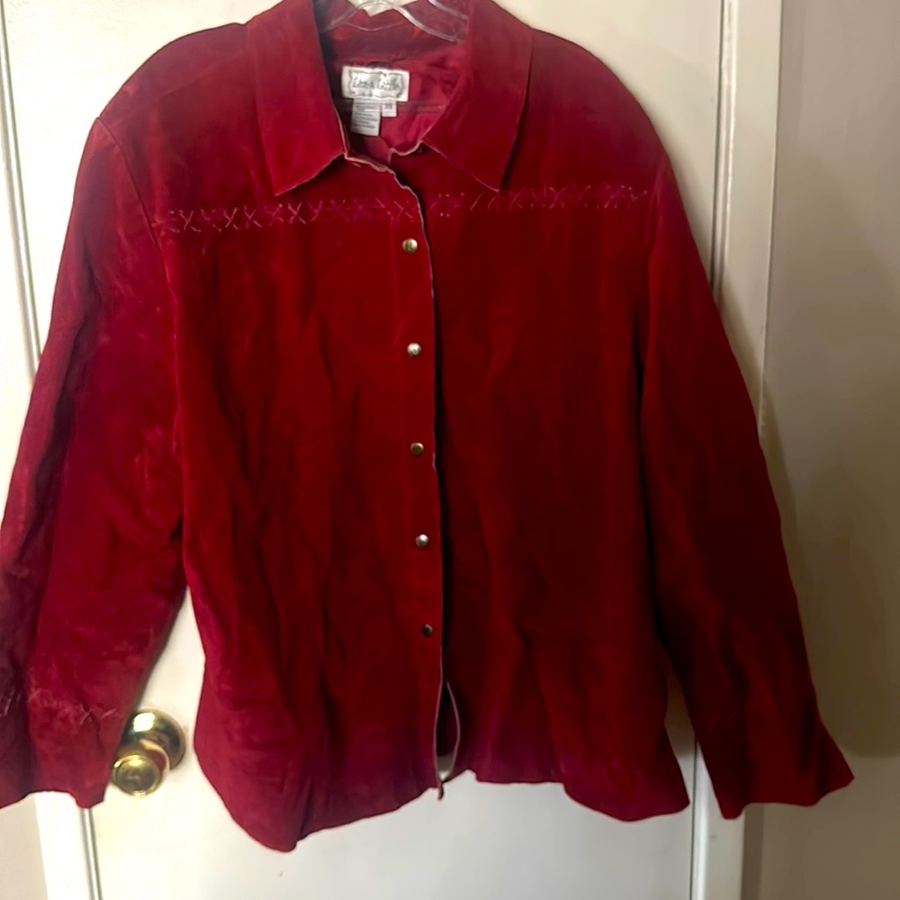 Burgundy suede jacket 2x